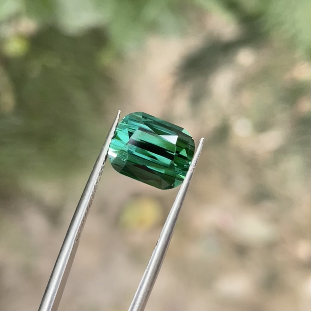 Natural Afghan Chrome Tourmaline — Cushion Step Cut, Premium Ring Stone