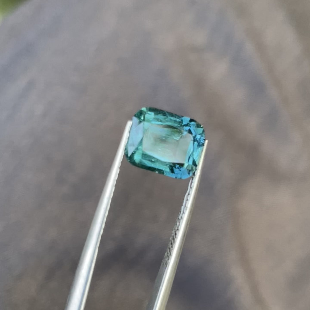 Natural Lagoon Blue Tourmaline 2.90ct Cushion Cut Square Faceted Gemstone