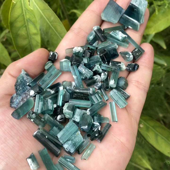 Natural Blue Tourmaline Crystals Lot – 76.5g Indicolite Shade, Unheated Afghan Rough for Collectors & Jewelry