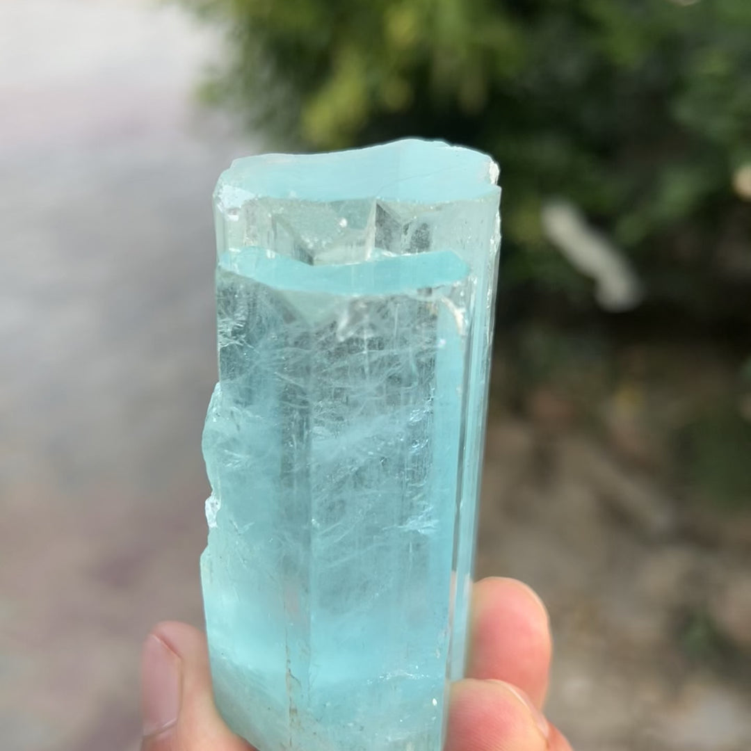 Natural Sky Blue Aquamarine Crystal 191g with Termination – Trio Formation from Afghanistan
