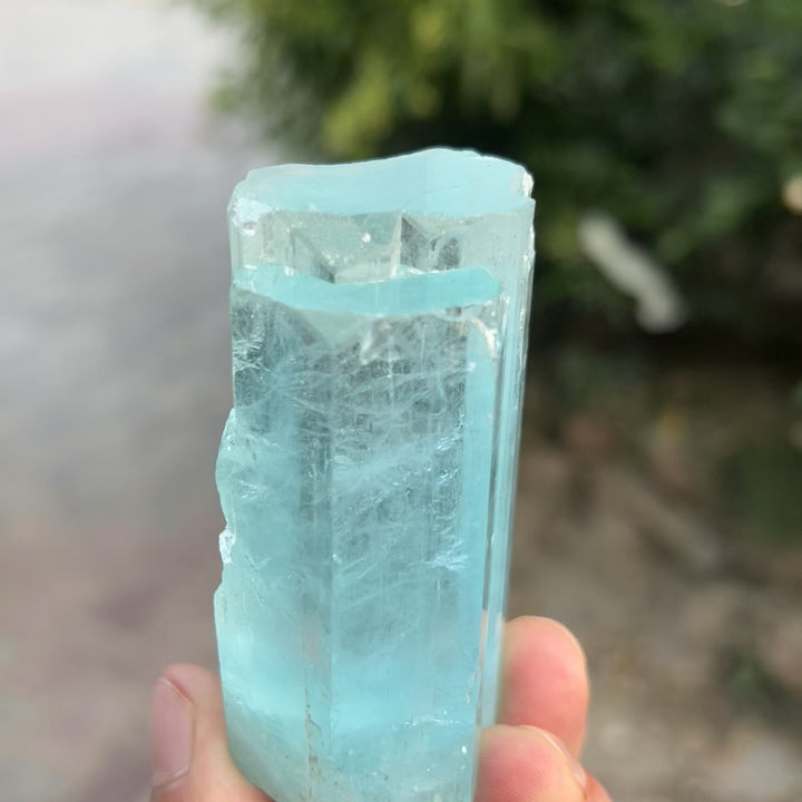 Natural Sky Blue Aquamarine Crystal 191g with Termination – Trio Formation from Afghanistan