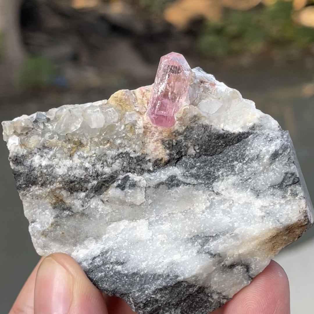 Rare Katlang Pink Topaz Matrix Specimen – Terminated Crystal on Natural Rock | From Ghundo Mine