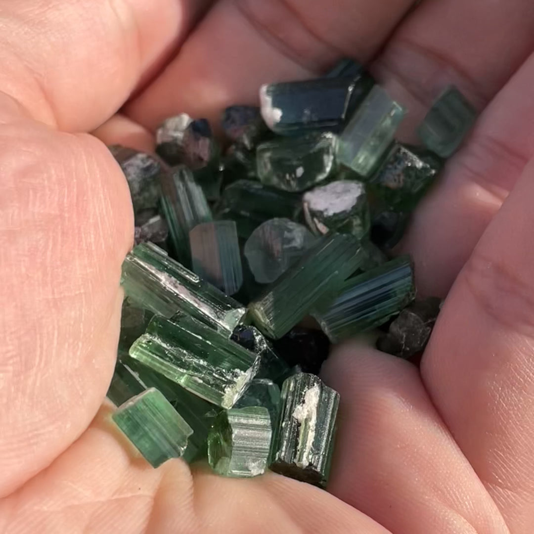 Natural Bluish Green Tourmaline Crystals Lot – 31g Small Sizes from Afghanistan
