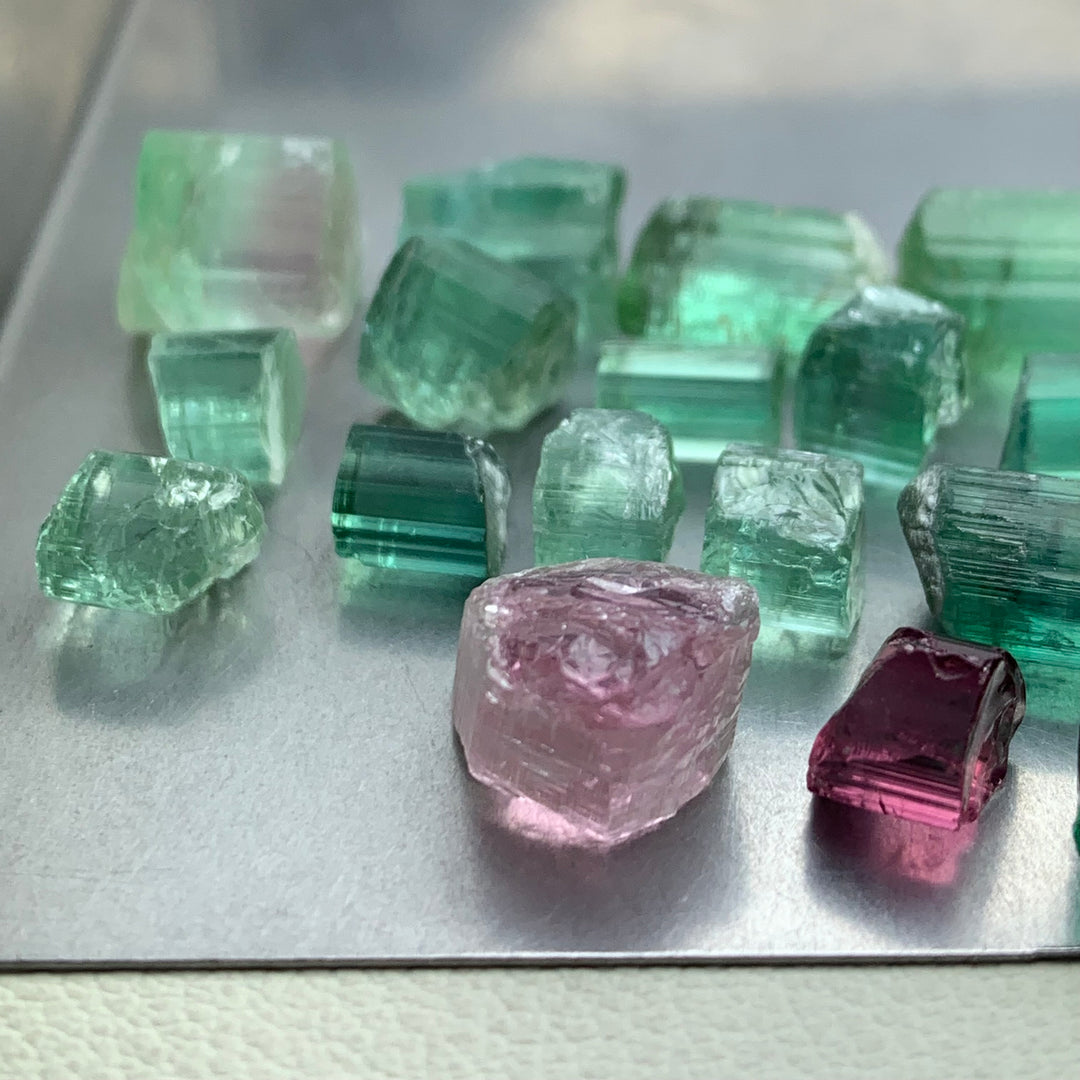 91 Carats Bluish And Green Facet Rough Tourmalines