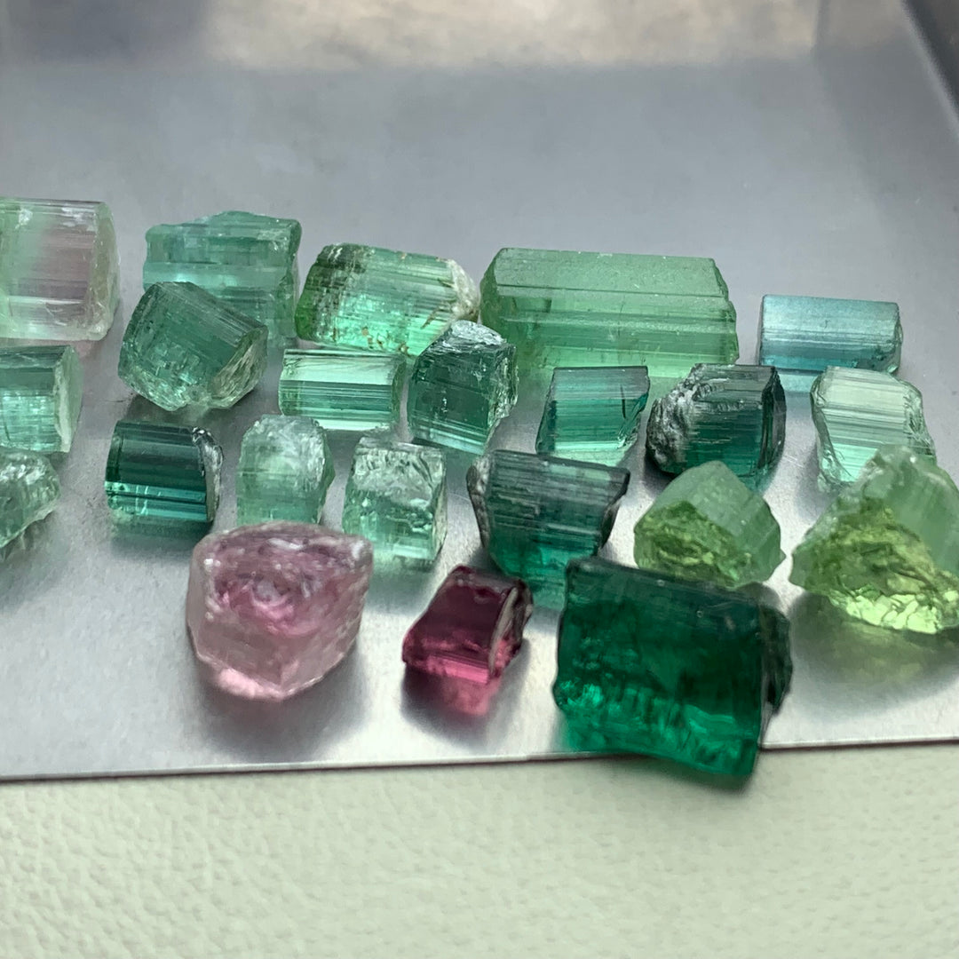 91 Carats Bluish And Green Facet Rough Tourmalines