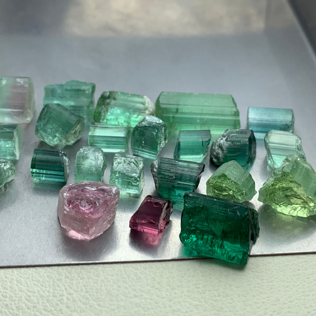 91 Carats Bluish And Green Facet Rough Tourmalines