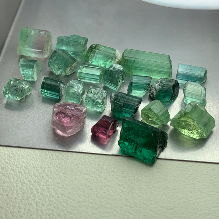 91 Carats Bluish And Green Facet Rough Tourmalines