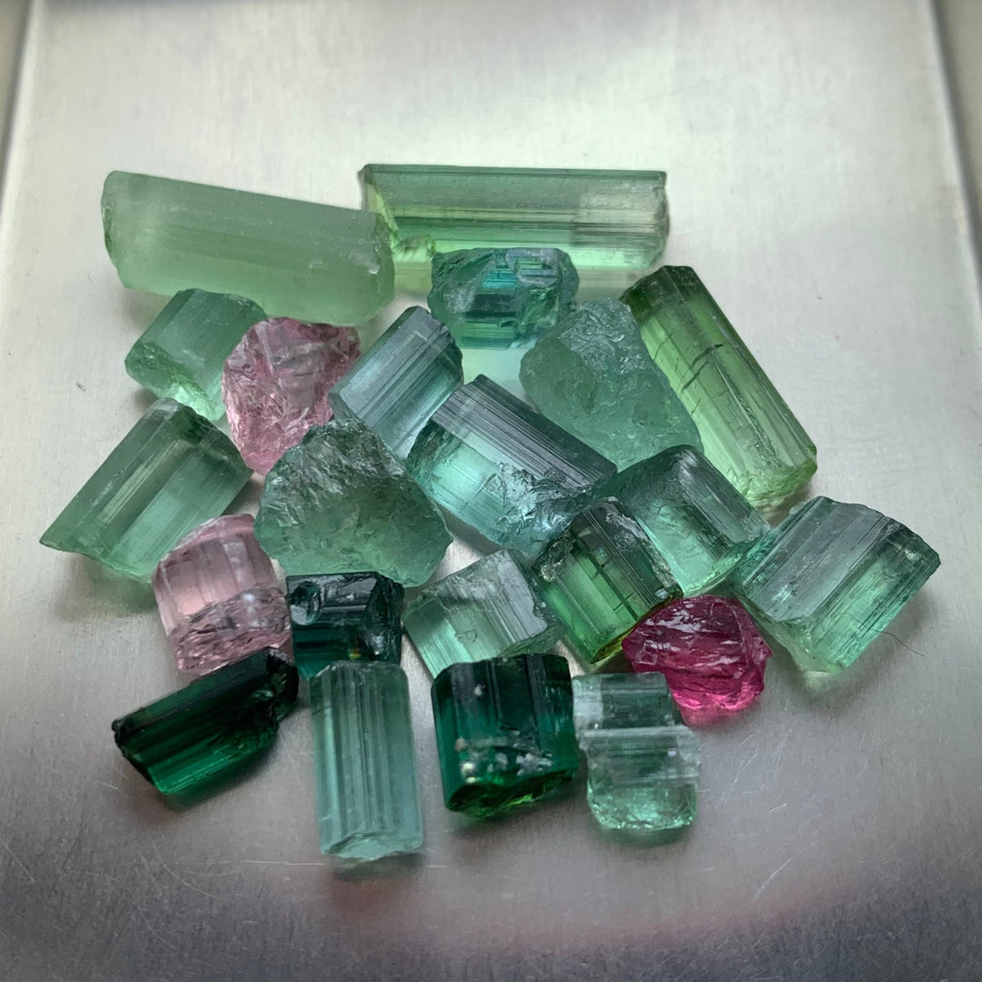 75 Carats Bluish And Green Facet Rough Tourmalines