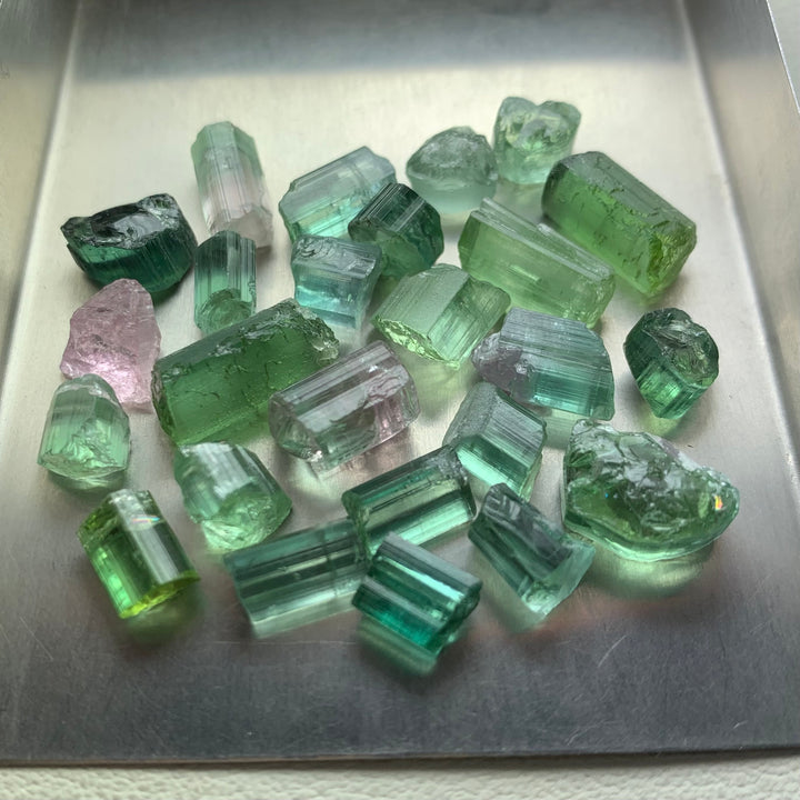 85 Carats Bluish And Green Facet Rough Tourmalines