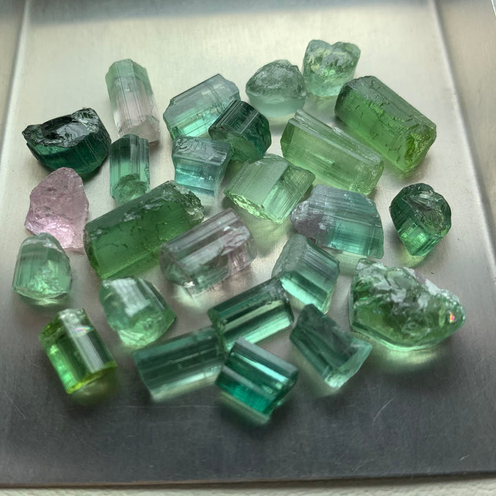 85 Carats Bluish And Green Facet Rough Tourmalines