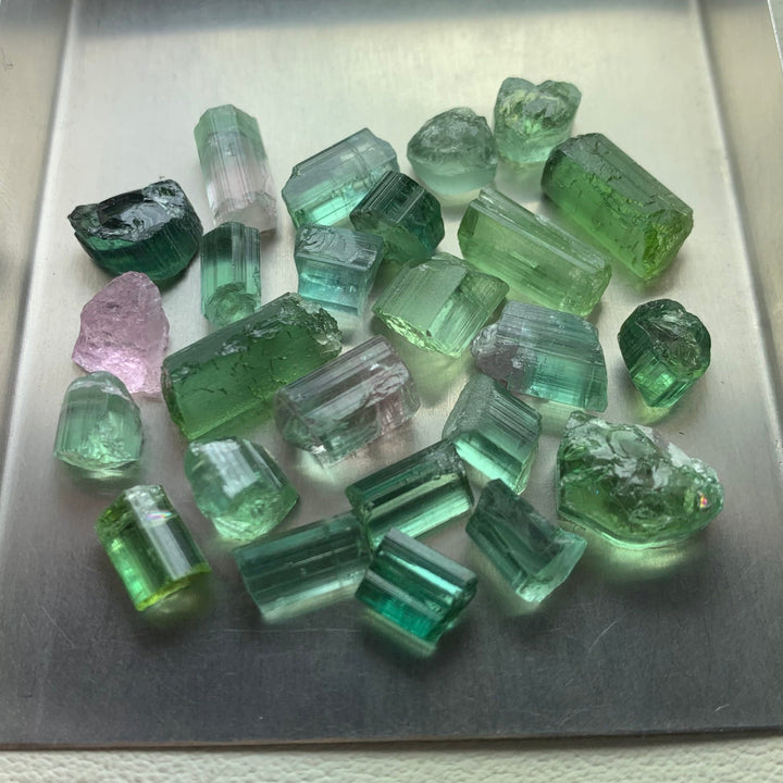 85 Carats Bluish And Green Facet Rough Tourmalines