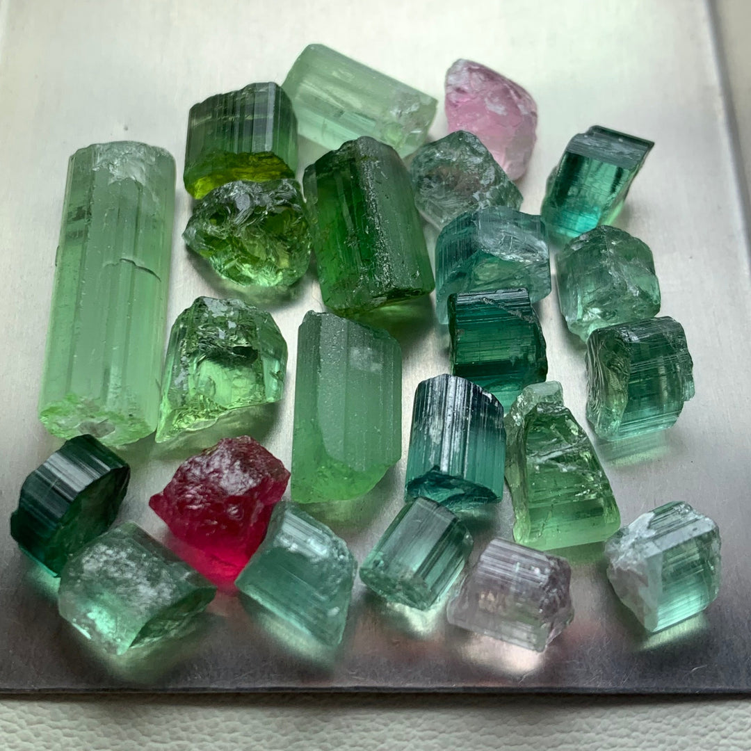 103 Carats Bluish And Green Facet Rough Tourmalines