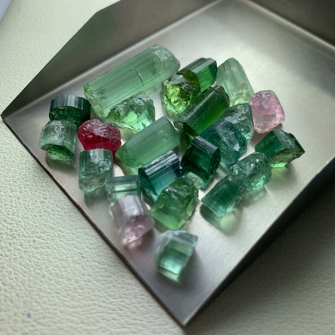 103 Carats Bluish And Green Facet Rough Tourmalines