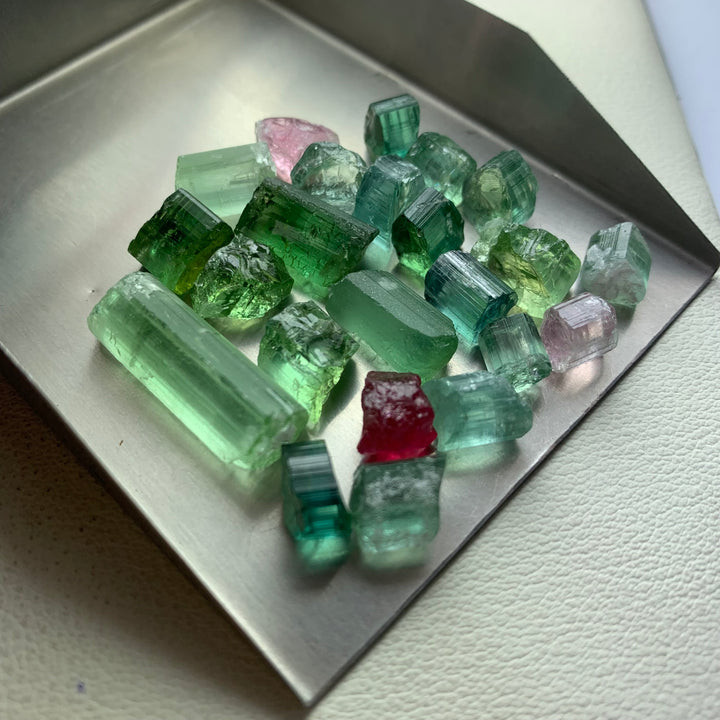 103 Carats Bluish And Green Facet Rough Tourmalines