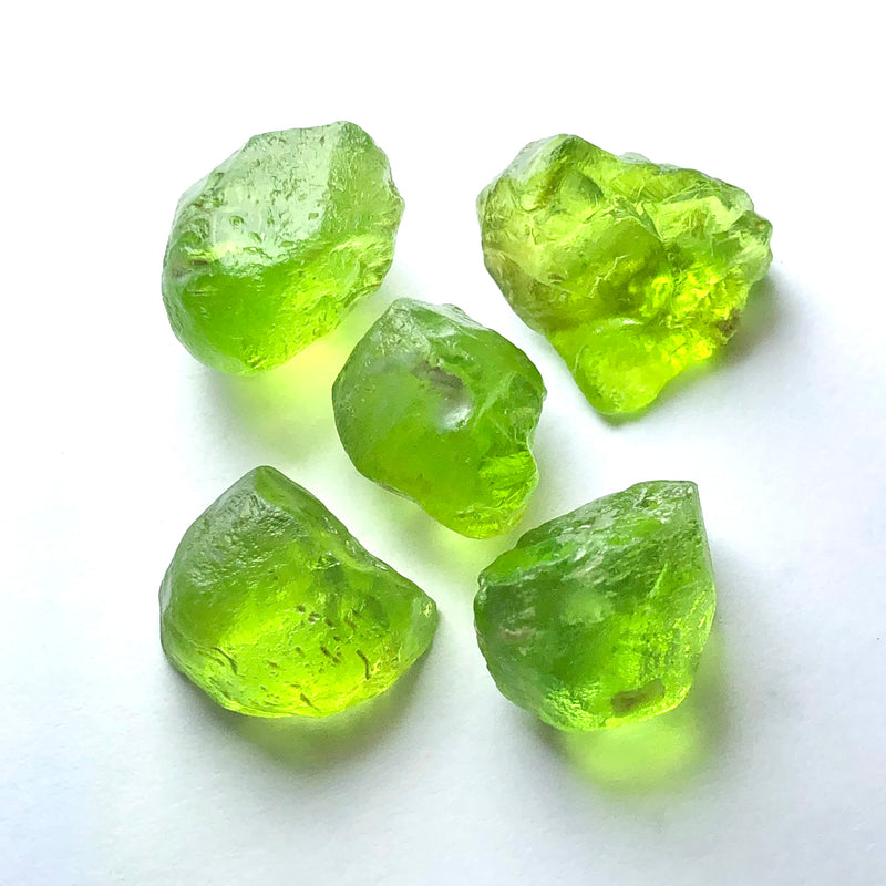 11.36 Grams Facet Rough Apple Green Peridots - Noble Gemstones®
