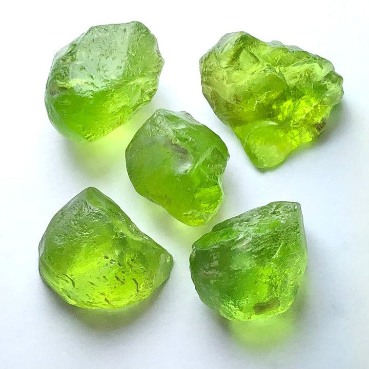 11.36 Grams Facet Rough Apple Green Peridots - Noble Gemstones®