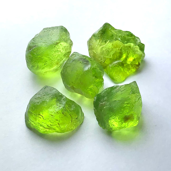 11.36 Grams Facet Rough Apple Green Peridots - Noble Gemstones®