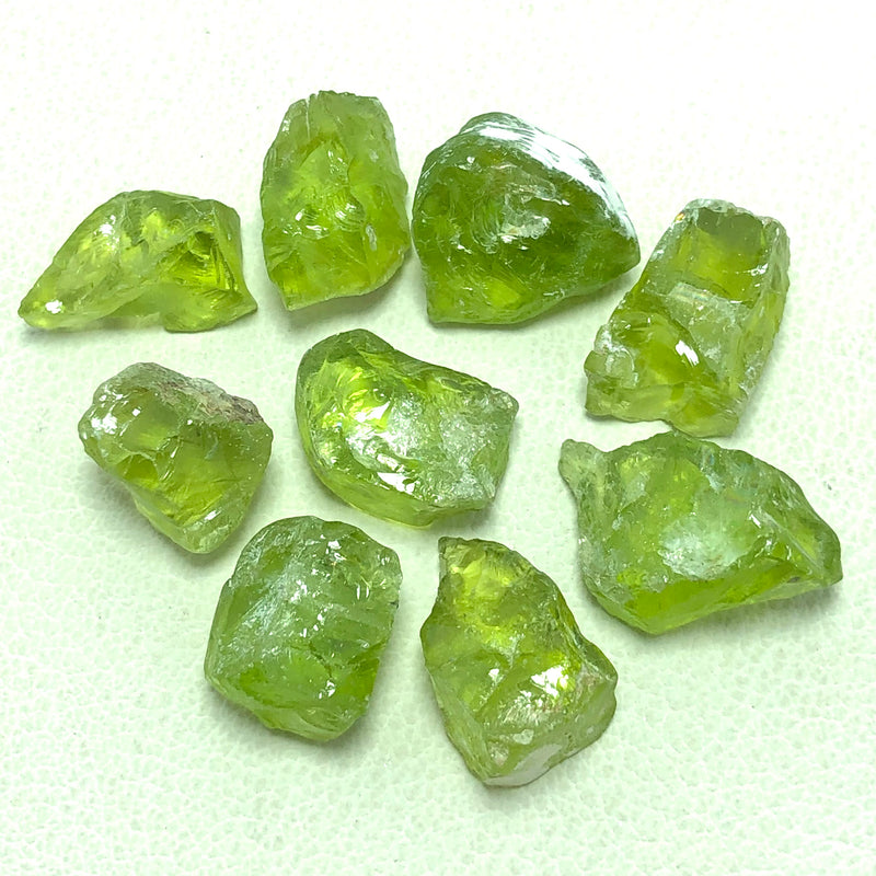 15.38 Grams Facet Rough Apple Green Peridots - Noble Gemstones®