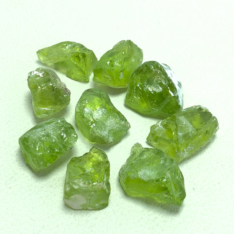 15.38 Grams Facet Rough Apple Green Peridots - Noble Gemstones®