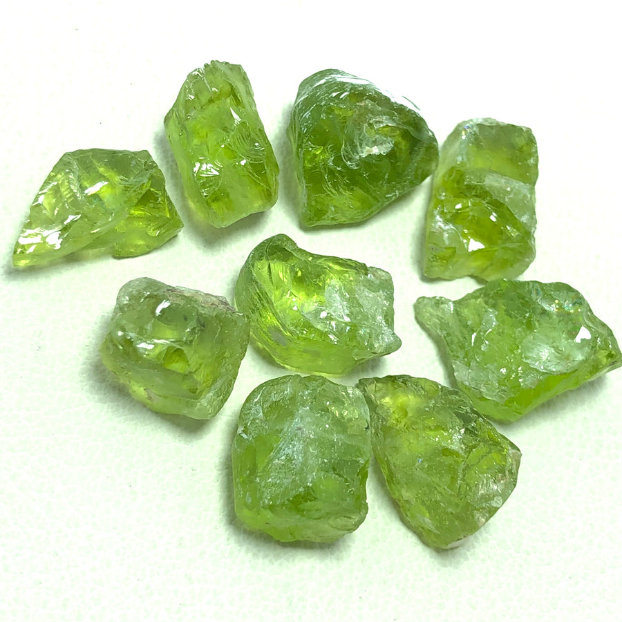 15.38 Grams Facet Rough Apple Green Peridots - Noble Gemstones®