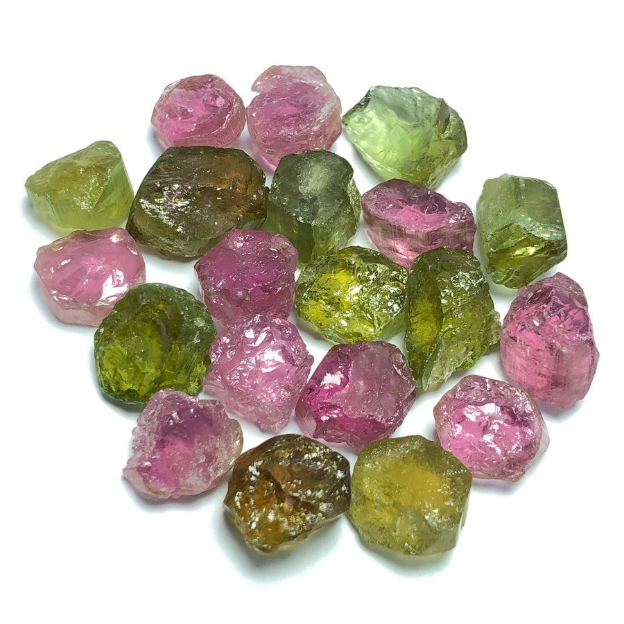 15 Grams Facet Rough Green And Pink Mix Afghanistan Tourmalines - Noble Gemstones®