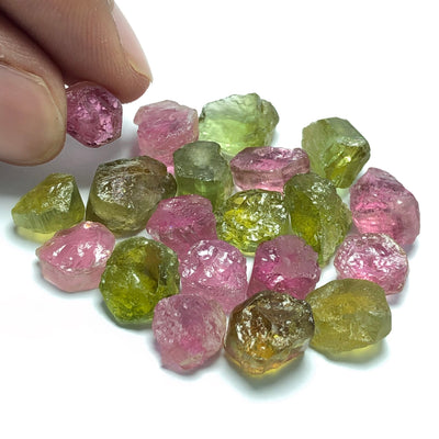15 Grams Facet Rough Green And Pink Mix Afghanistan Tourmalines - Noble Gemstones®