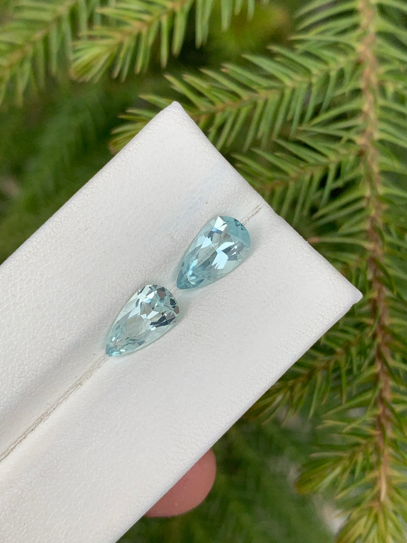 2.10 Carats Faceted Aquamarine Pair - Noble Gemstones®