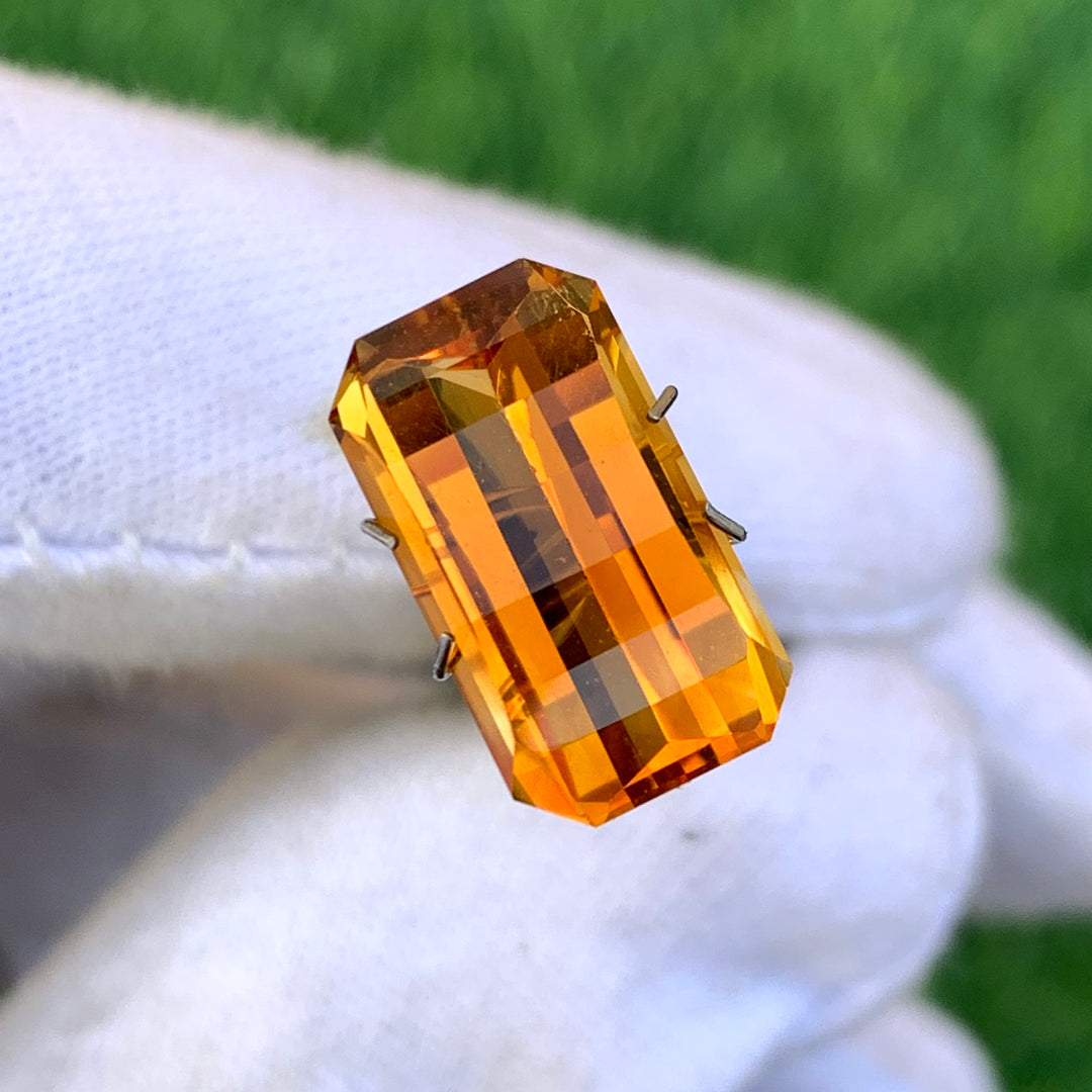 8.50 Carats Faceted Pixel Cut Mandarin Citrine