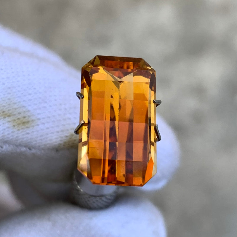 8.50 Carats Faceted Pixel Cut Mandarin Citrine