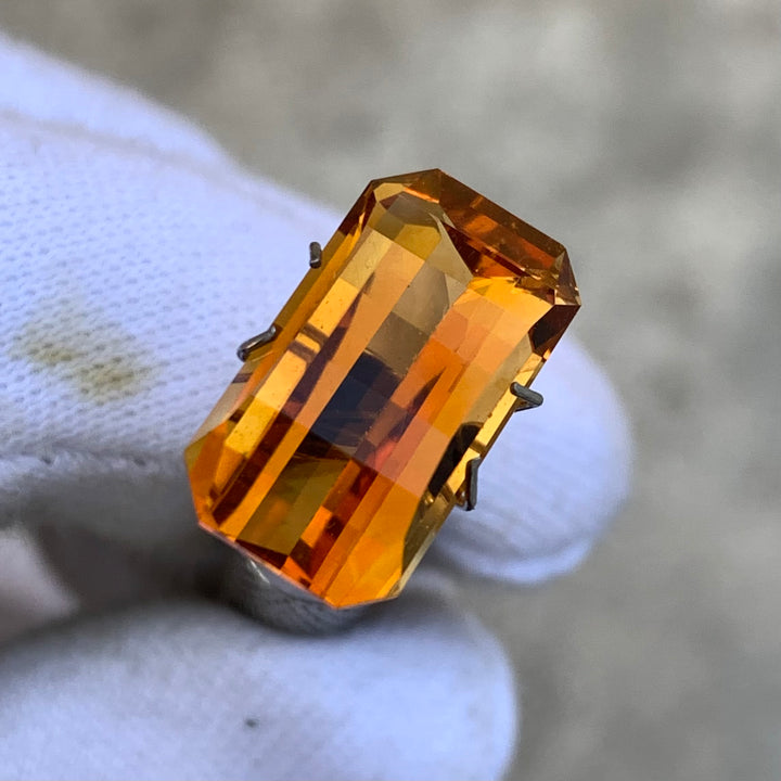 8.50 Carats Faceted Pixel Cut Mandarin Citrine