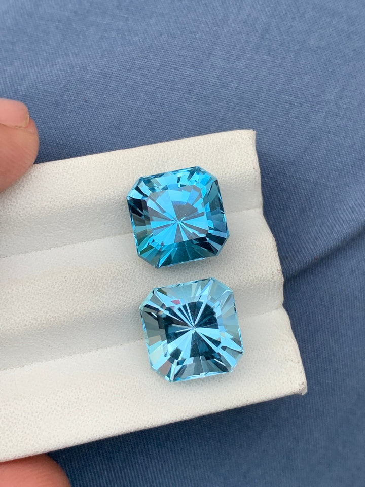 12.20 Carats Faceted Blue Topaz Pairs - Noble Gemstones®