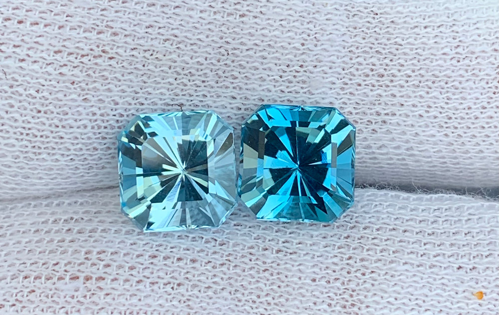 12.20 Carats Faceted Blue Topaz Pairs - Noble Gemstones®