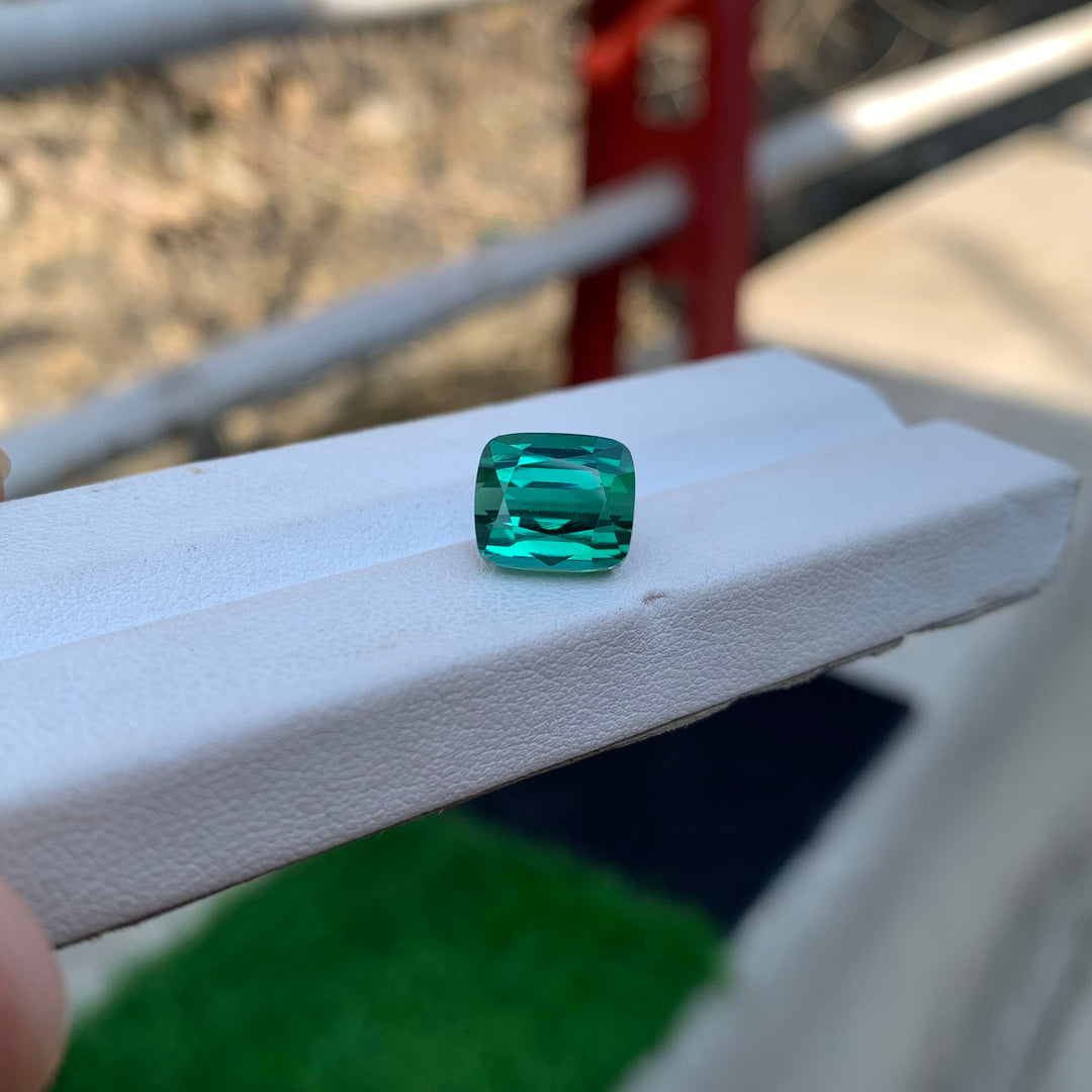 6.35 Carats Faceted Bluish Green Tourmaline