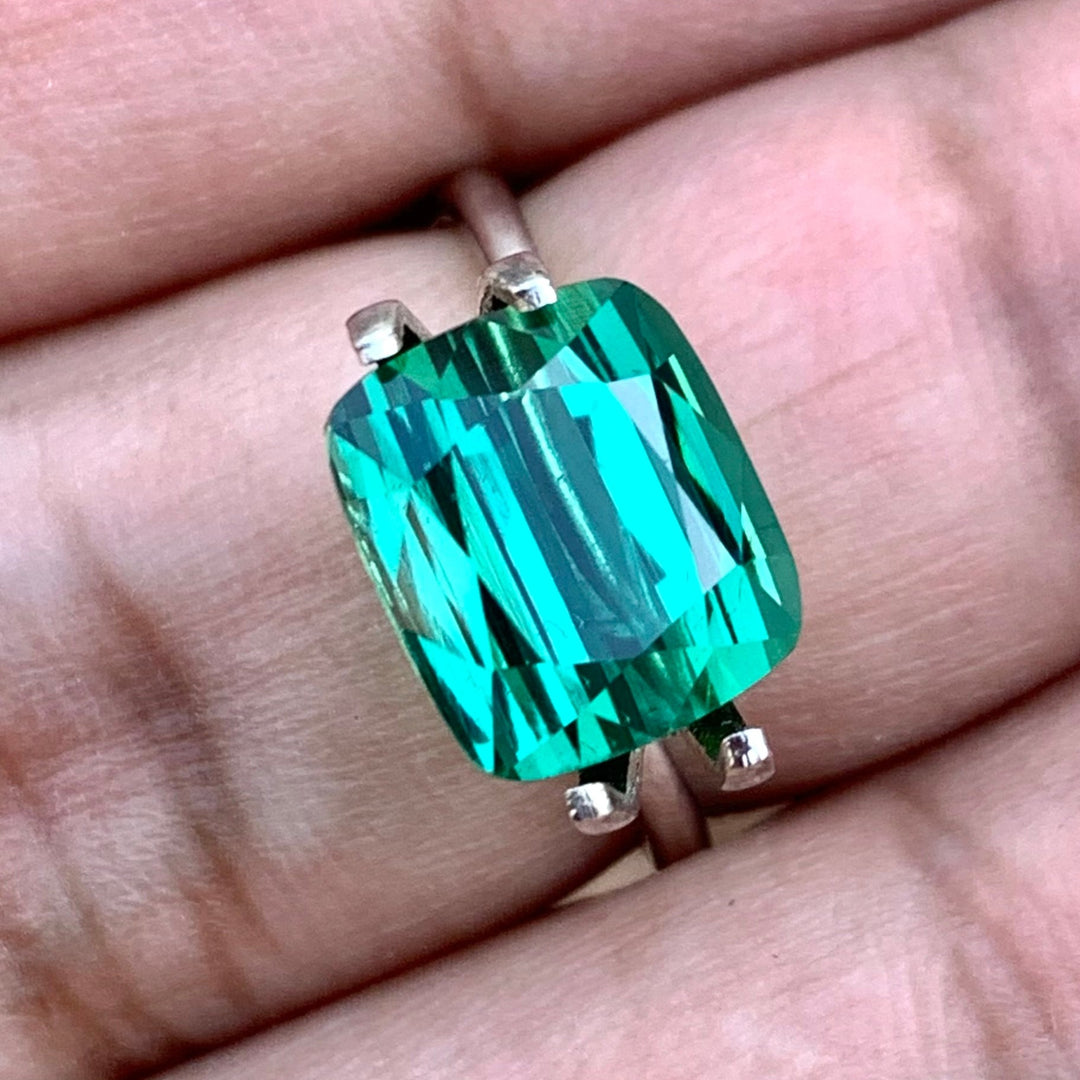 6.35 Carats Faceted Bluish Green Tourmaline