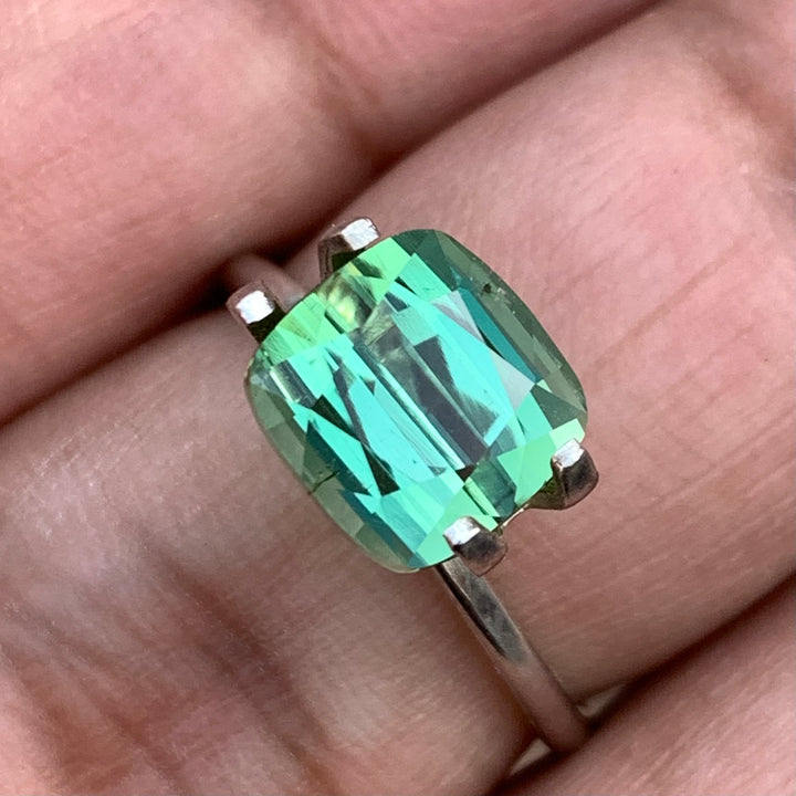 3.90 Carats Faceted Bluish Green Tourmaline