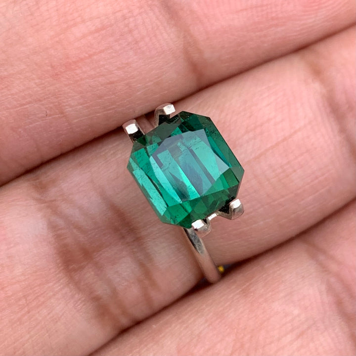 4.20 Carats Faceted Bluish Green Tourmaline