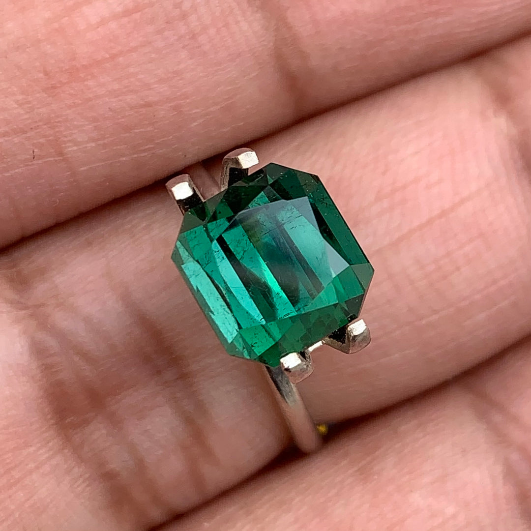 4.20 Carats Faceted Bluish Green Tourmaline