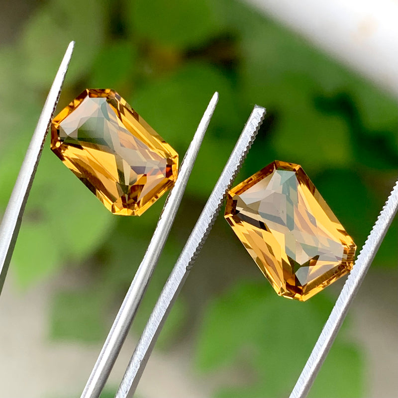4.60 Carats Each Faceted Citrine Pair