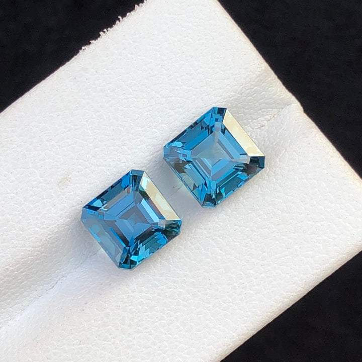 3.80 Carats Each Faceted Blue London Topaz Gemstone Pairs