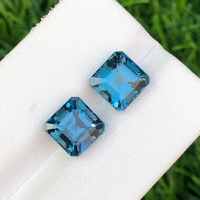 3.80 Carats Each Faceted Blue London Topaz Gemstone Pairs