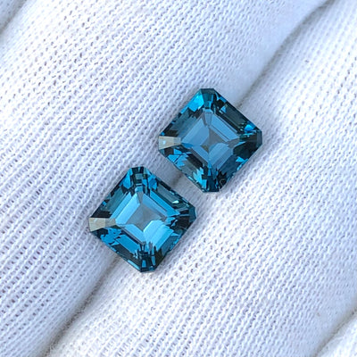 3.80 Carats Each Faceted Blue London Topaz Gemstone Pairs