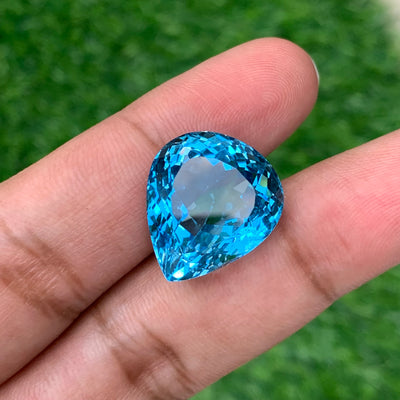 31.55 Carats Faceted Pear Shape Blue Topaz