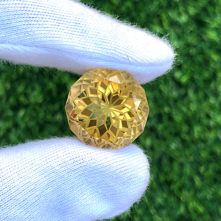 38.70 Carats Faceted Flower Cut Semi- Precious Citrine