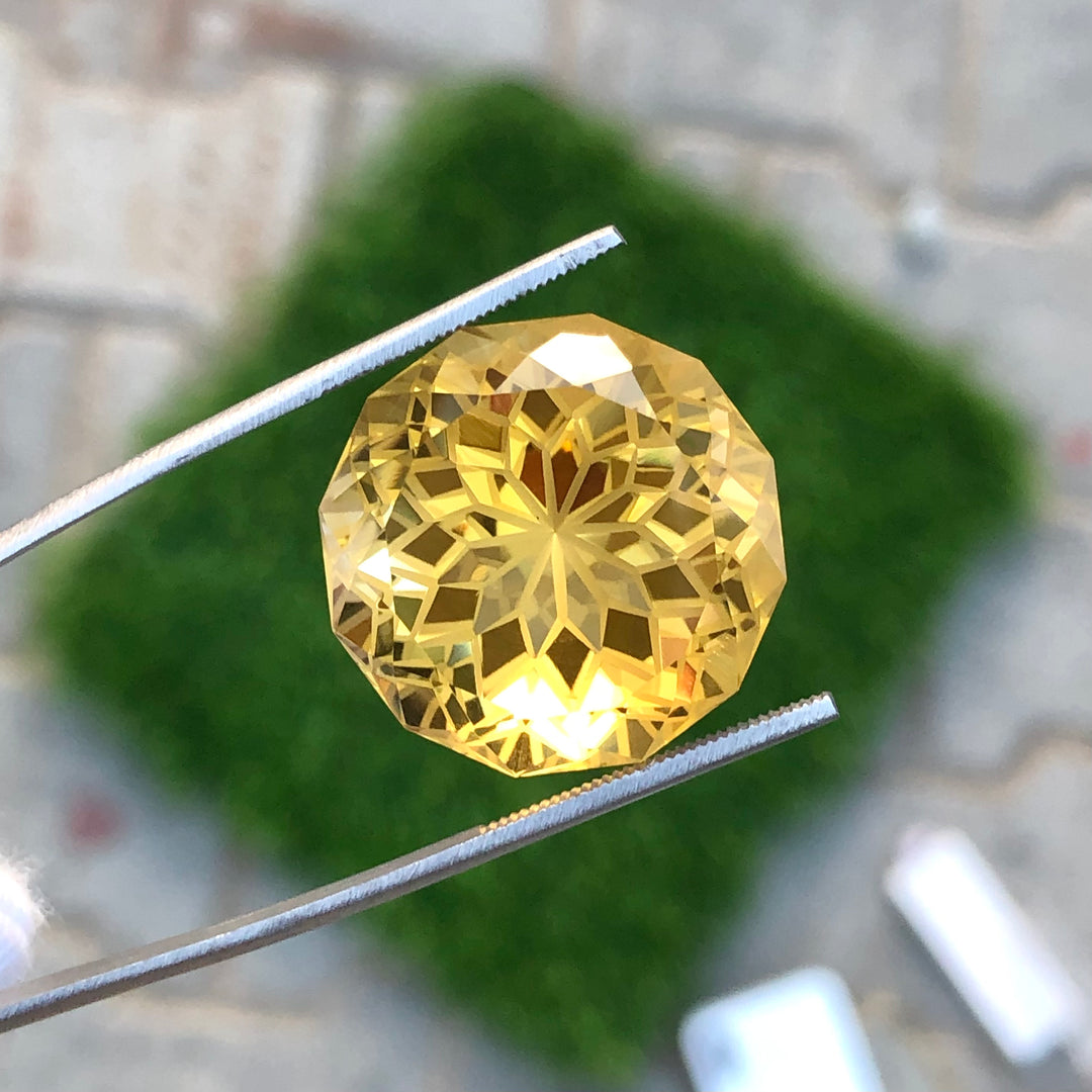 38.70 Carats Faceted Flower Cut Semi- Precious Citrine