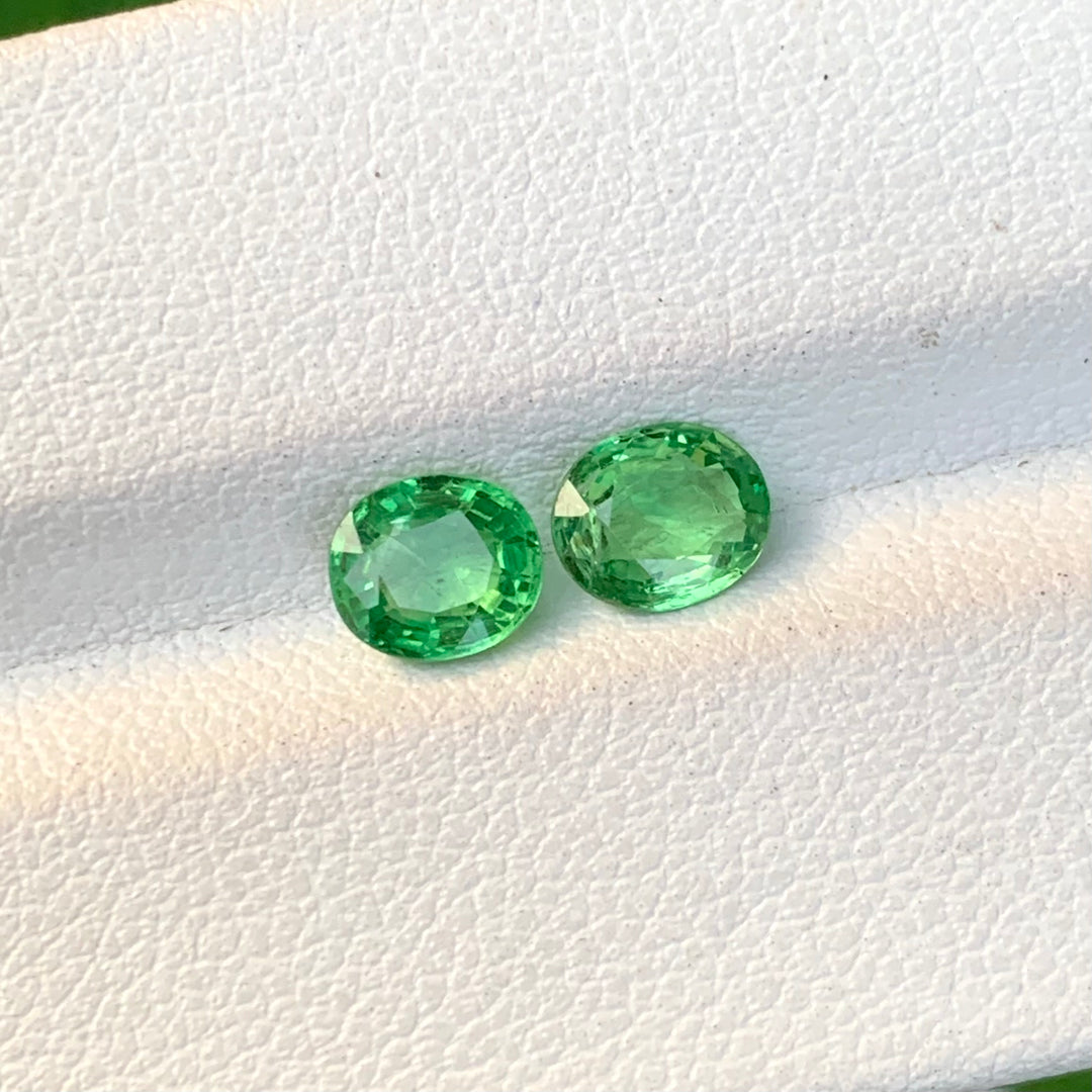 0.70 Carats Each Faceted Tsavorite Garnet Pairs