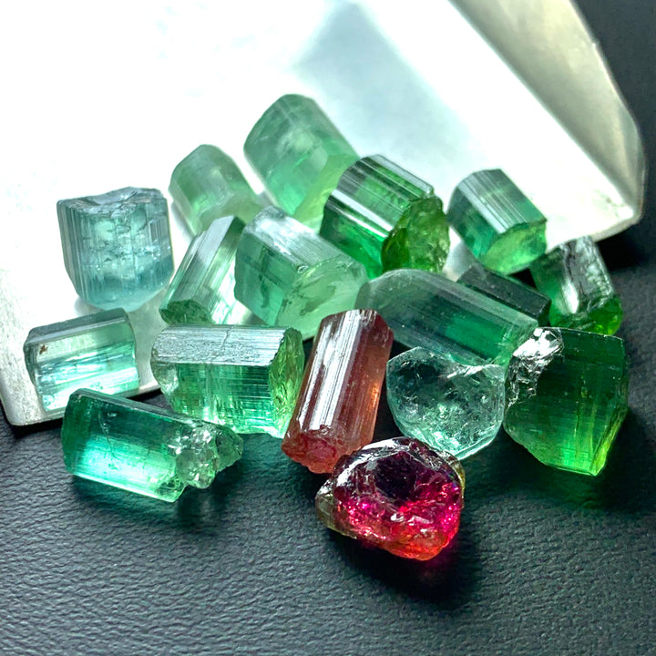 52.45 Carats Pink And Green Facet Rough Tourmalines