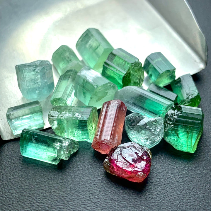 52.45 Carats Pink And Green Facet Rough Tourmalines