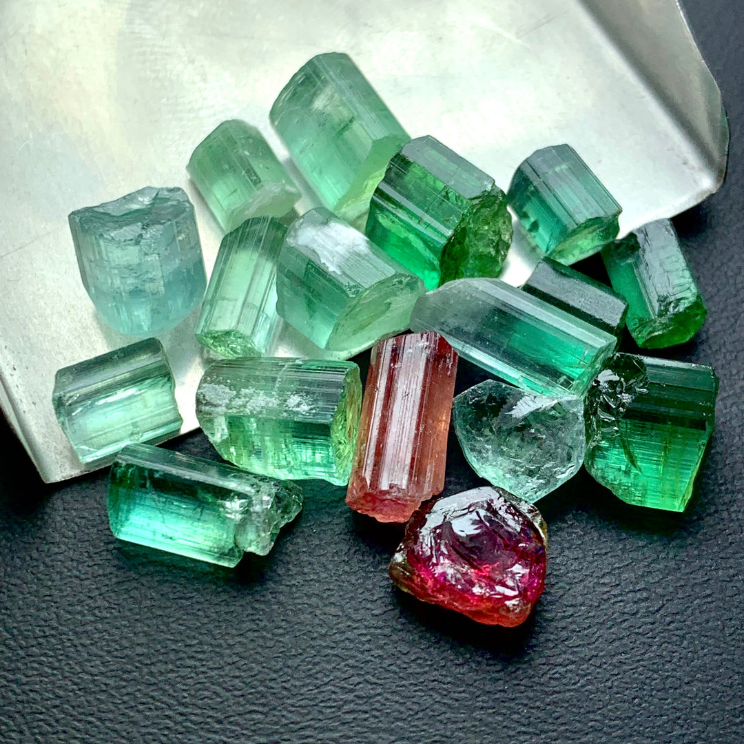 52.45 Carats Pink And Green Facet Rough Tourmalines