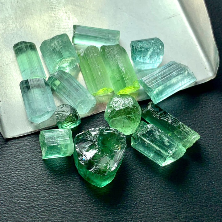 50 Carats Sea Foam And Green Facet Rough Tourmalines