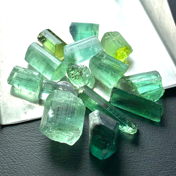 53 Carats Bluish And Green Facet Rough Tourmalines